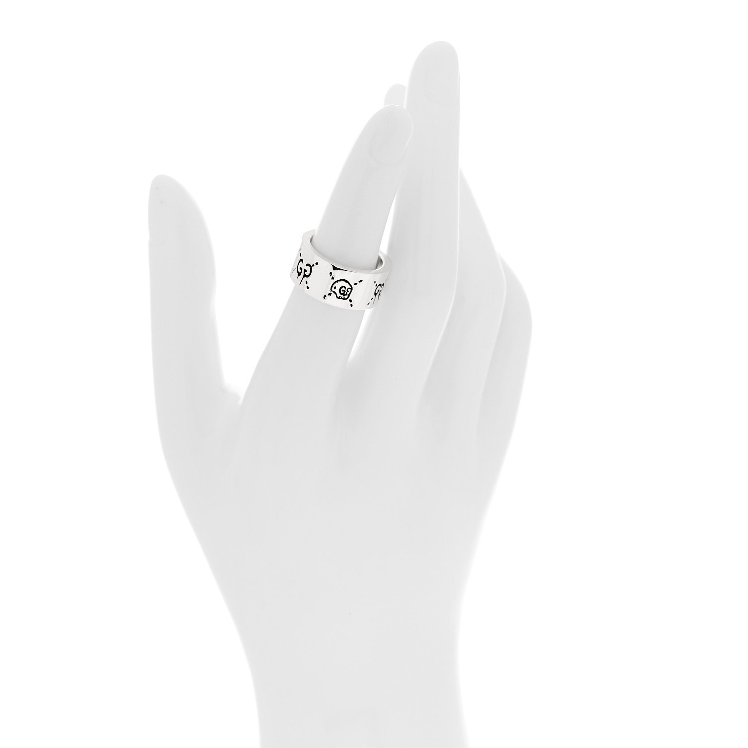 Gucci Sterling Silver GucciGhost Hamlet Skull Band Ring 50 5.5 2 of 6