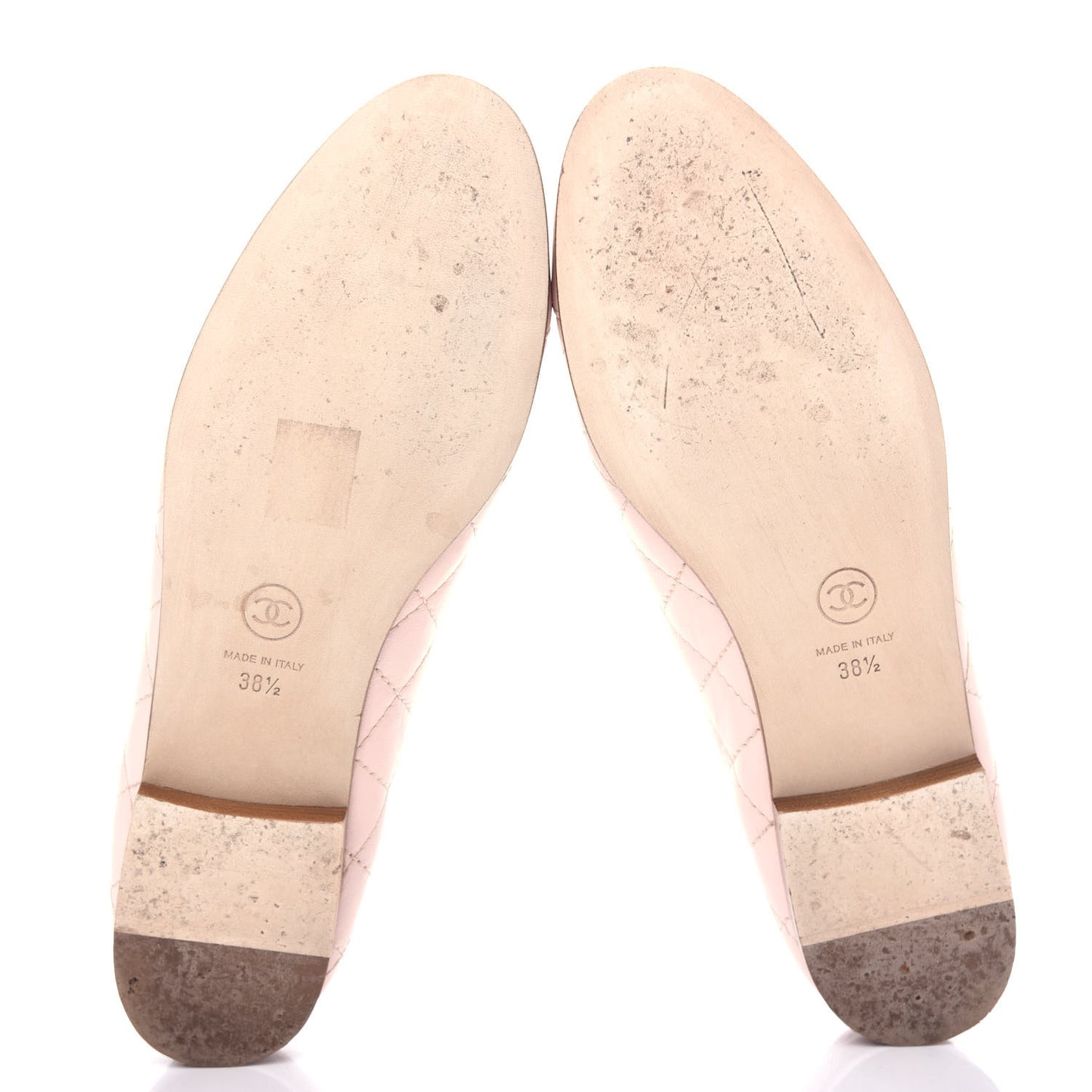 Lambskin Quilted Cap Toe Ballerina Flats 38.5 Light Pink