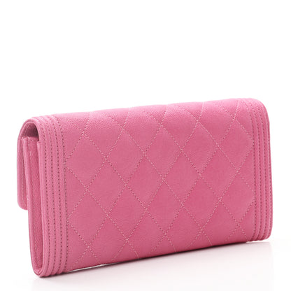 Chanel Caviar Quilted Large Boy Gusset Flap Wallet Pink 3 of 7