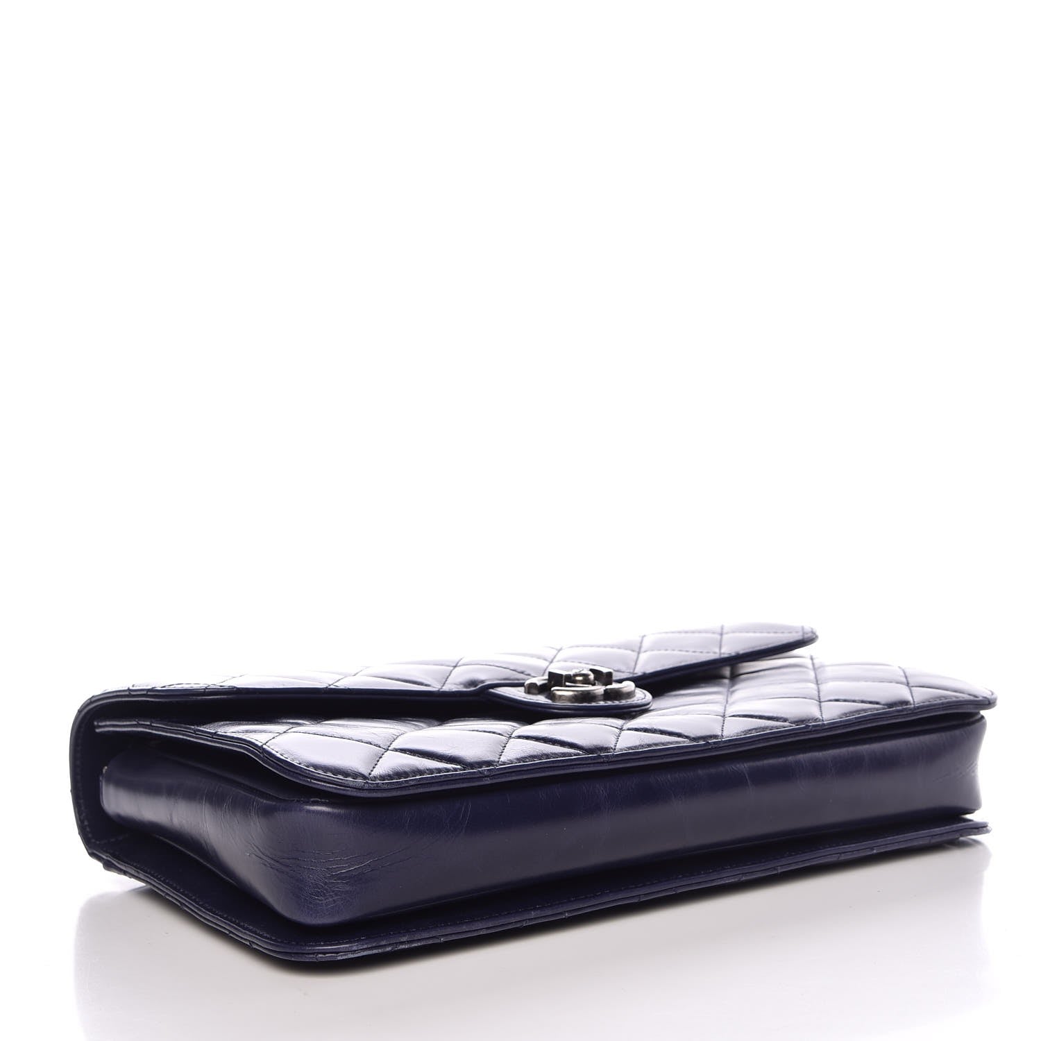 Chanel Glazed Calfskin Quilted Large Perfect Edge Flap Navy 4 of 8