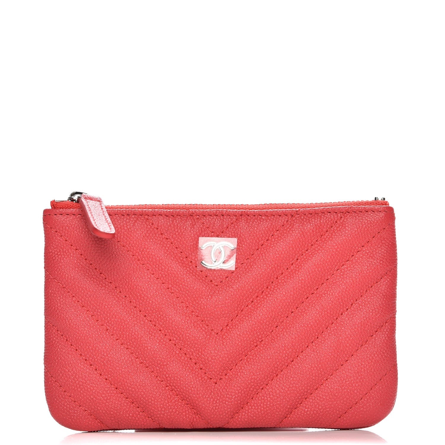 Chanel Calfskin Chevron Small Cosmetic Case Pink 1 of 8