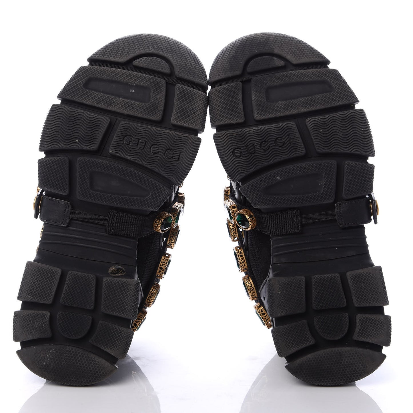 X SEGA Mesh Suede Calfskin Removable Crystals Womens Flashtrek Sneakers 36.5 Black Silver