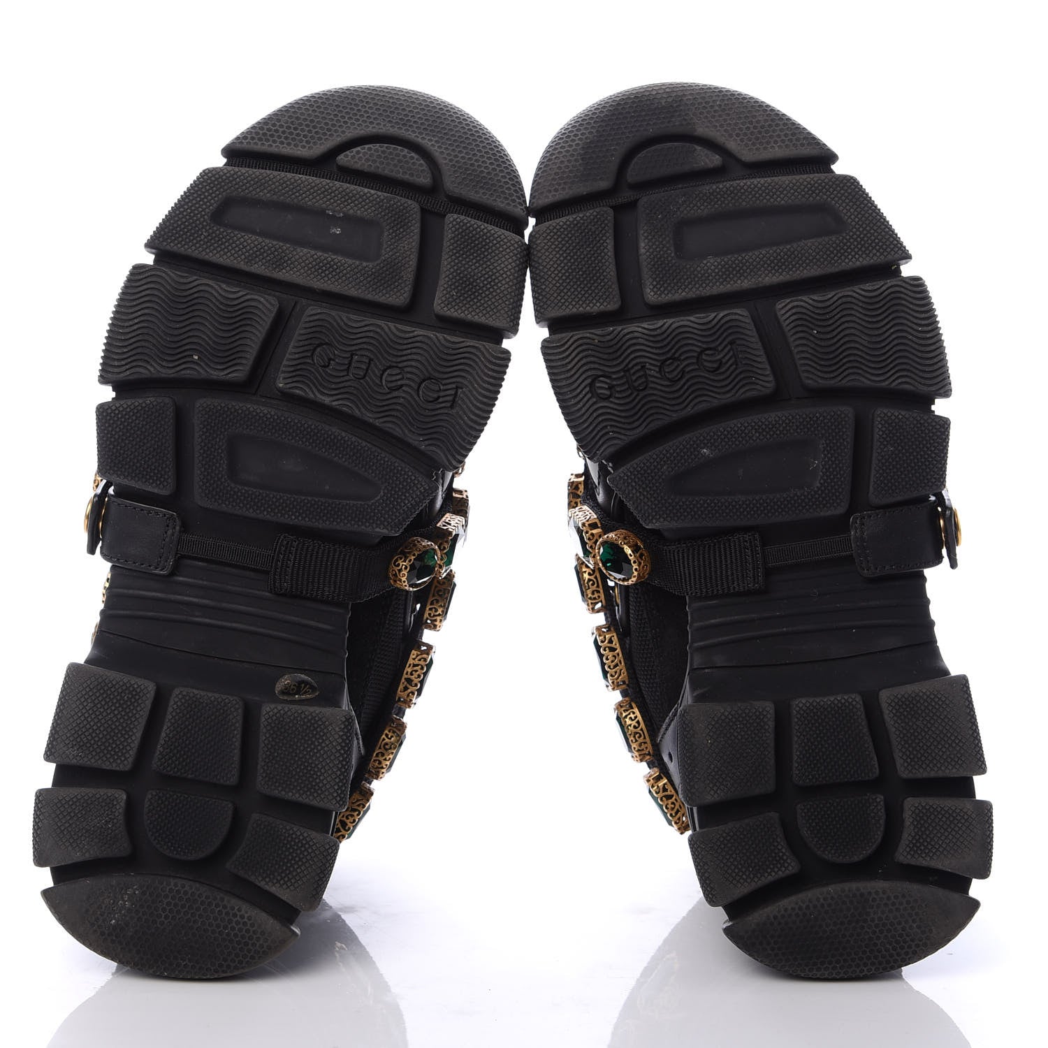 Gucci X SEGA Mesh Suede Calfskin Removable Crystals Womens Flashtrek Sneakers 36.5 Black Silver 6 of 6