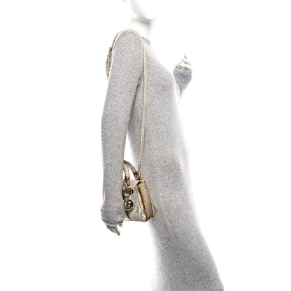 Christian Dior Snakeskin Mini Lady Dior Beige Gold 2 of 9