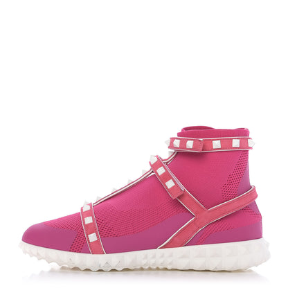 Valentino Garavani Body Tech Knit Free Rockstud Sock High Top Sneakers 37.5 Shadow Pink Optic White 1 of 10