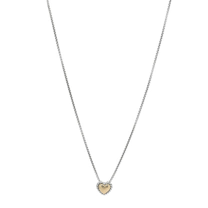 David Yurman Sterling Silver 18K Yellow Gold Cable Cookie Heart Pendant Necklace 1 of 4