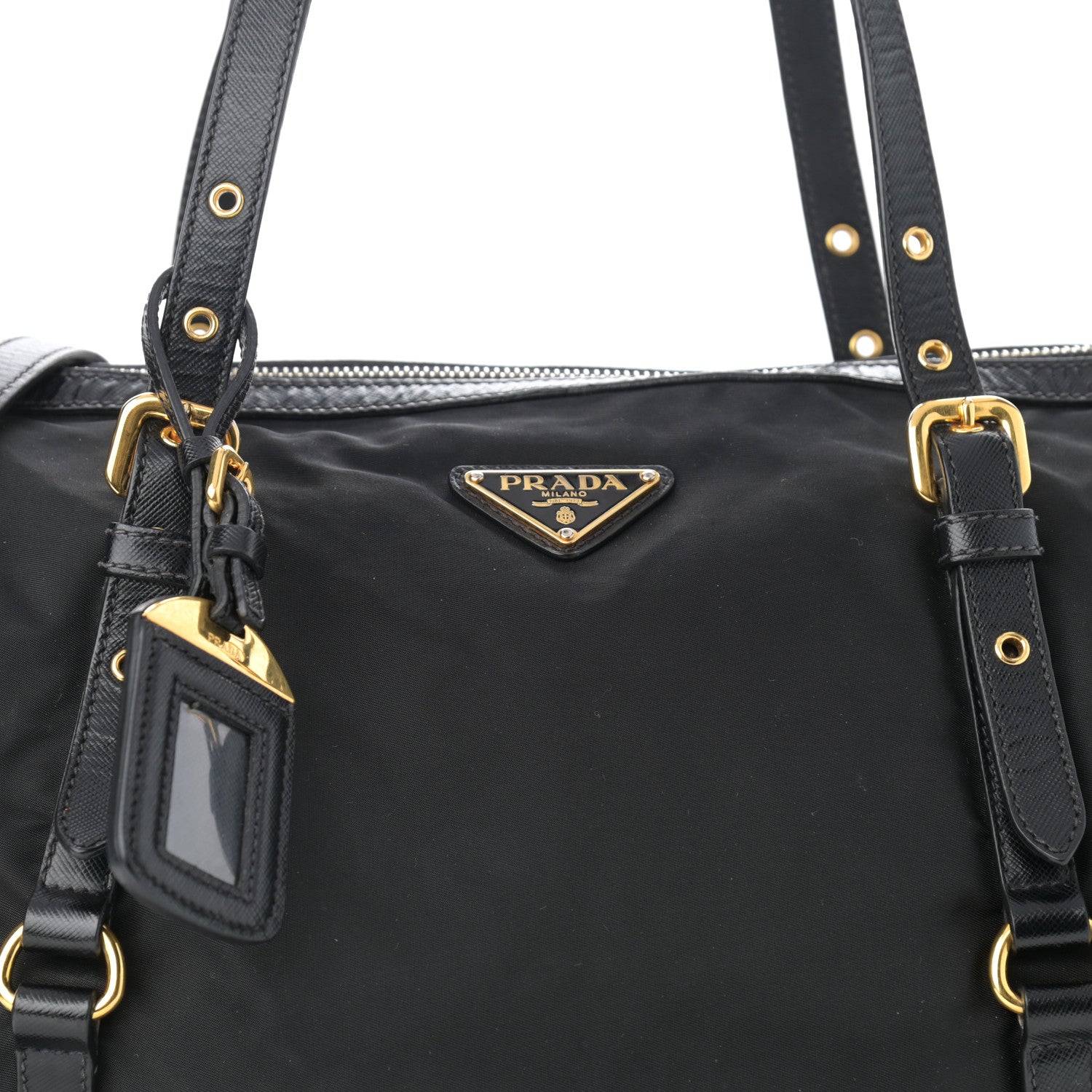 Prada Tessuto Nylon Soft Calf Tote Black 9 of 11