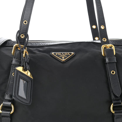 Prada Tessuto Nylon Soft Calf Tote Black 9 of 11