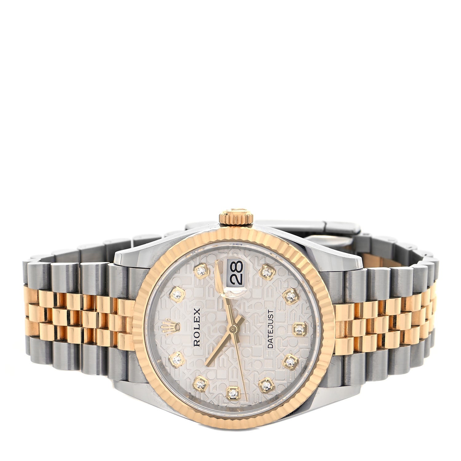 Rolex Stainless Steel 18K Yellow Gold Diamond 36mm Oyster Perpetual Datejust Watch Silver Jubilee 126233 2 of 5