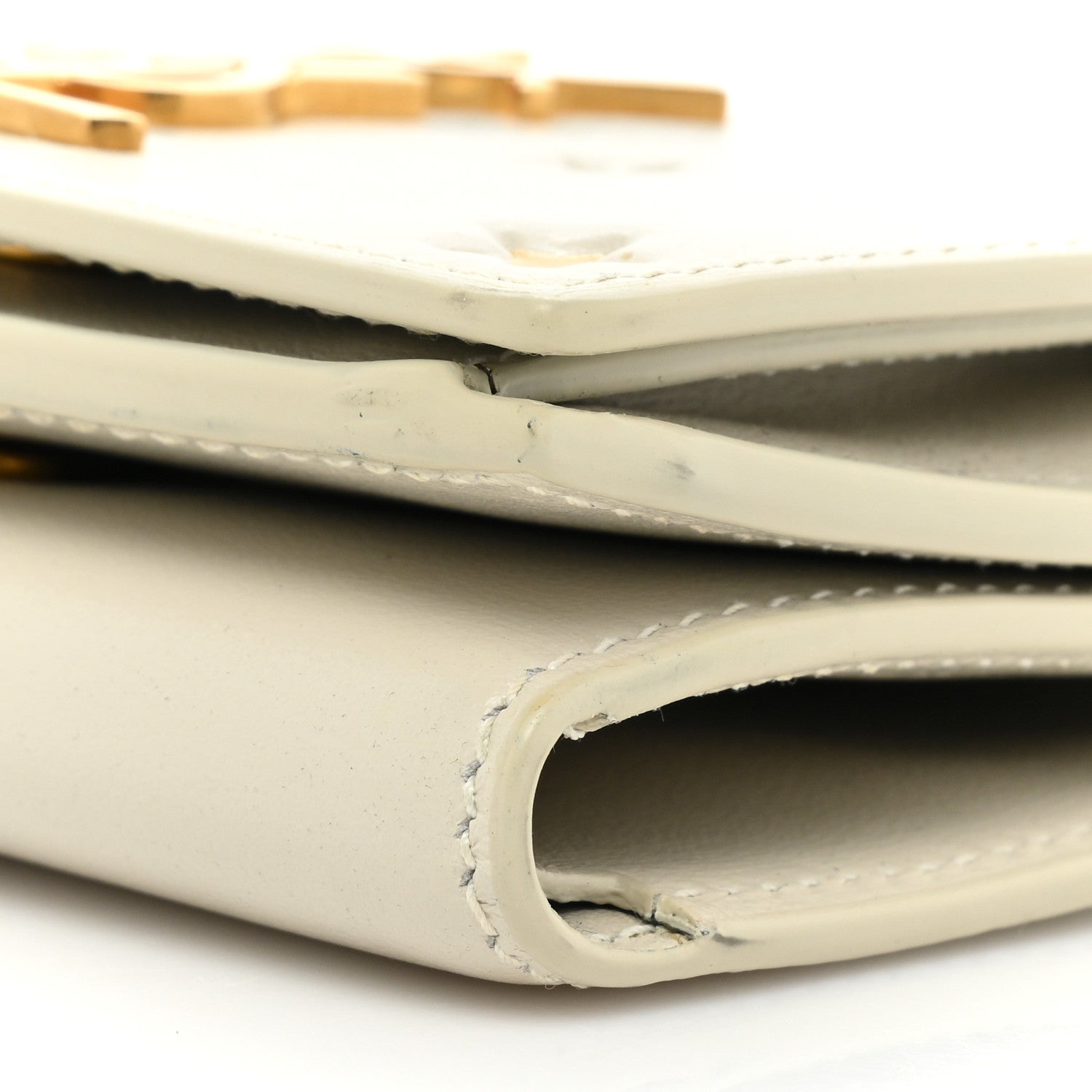 Saint Laurent Calfskin Star Print Monogram Trifold Wallet White 10 of 12