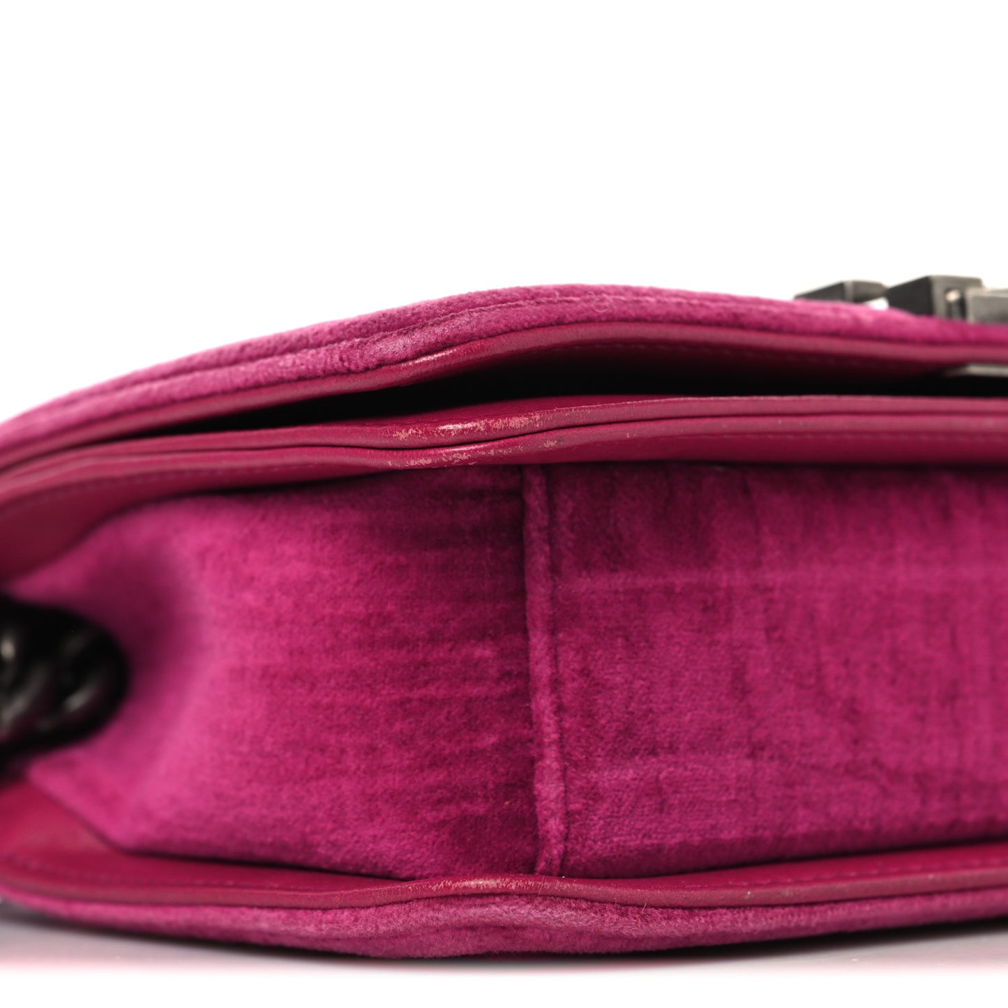 Velvet Quilted Small Boy Flap Fuchsia