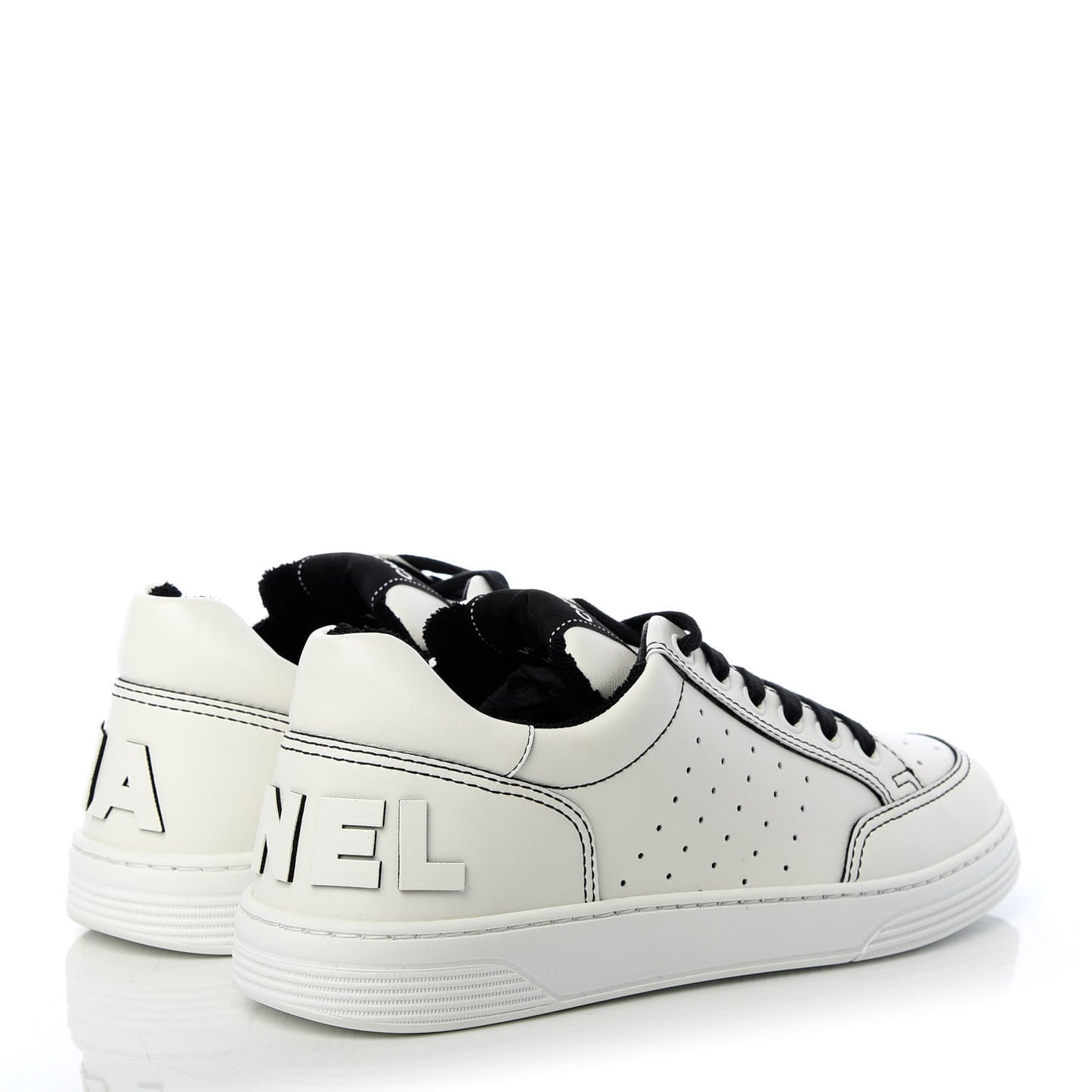 Calfskin Womens Logo Sneakers 40 Black White