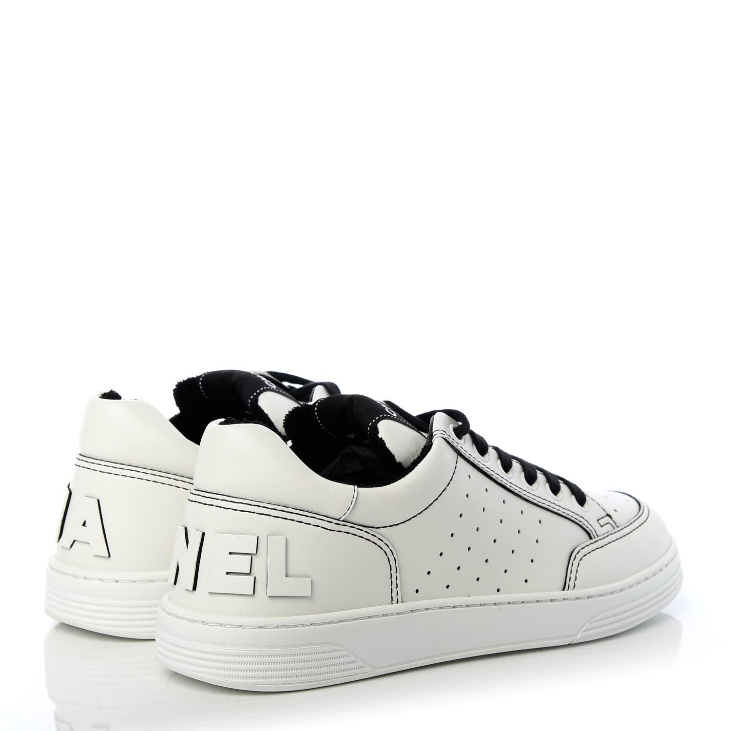 Chanel Calfskin Womens Logo Sneakers 40 Black White 4 of 11