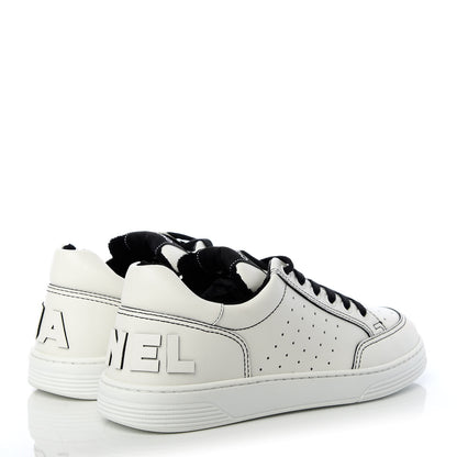 Chanel Calfskin Womens Logo Sneakers 40 Black White 4 of 11