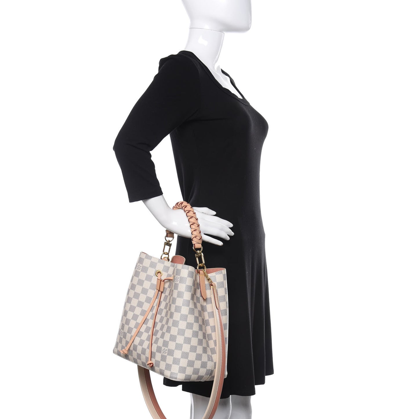 Damier Azur Braided Neonoe MM Peach Cream