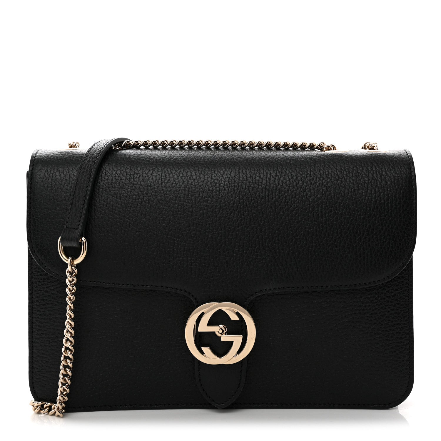 Gucci Dollar Calfskin Interlocking G Shoulder Bag Black 1 of 10