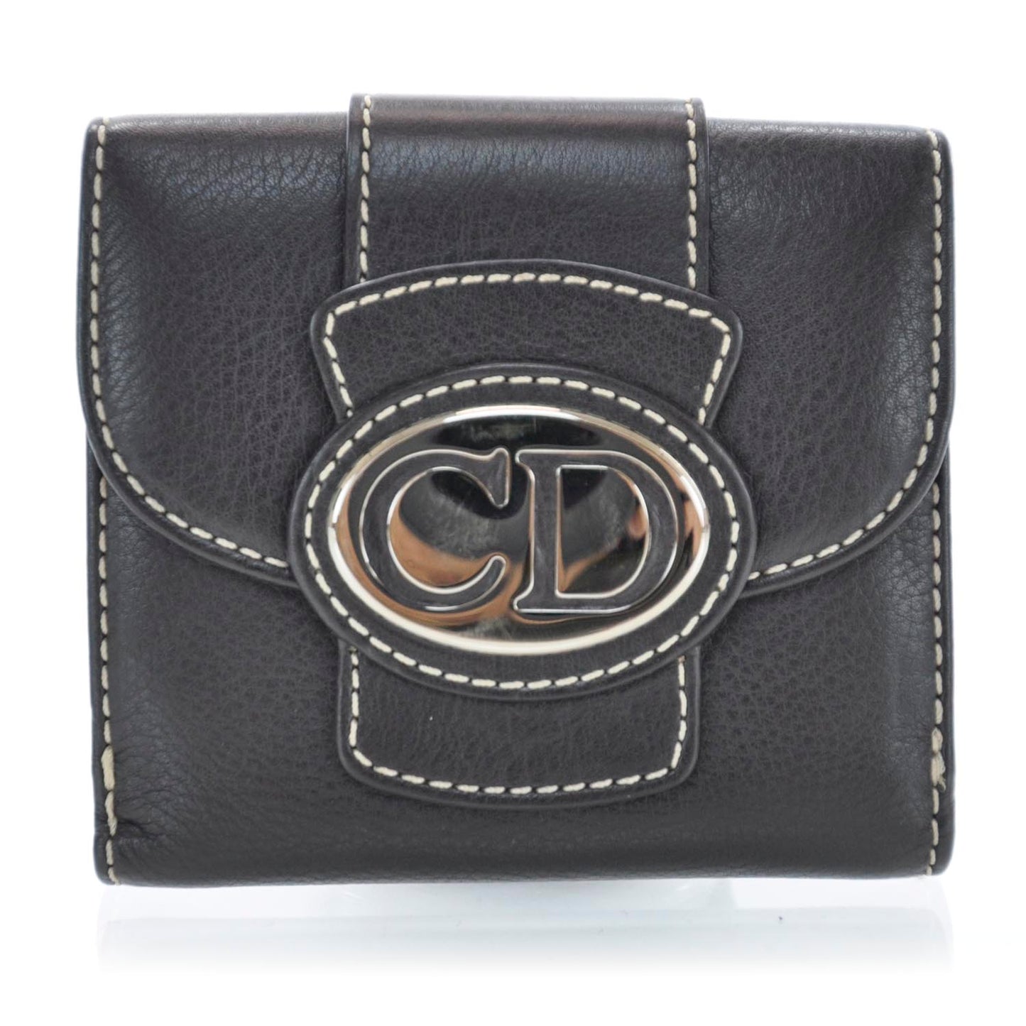 Leather Saint Germain Compact Wallet Brown