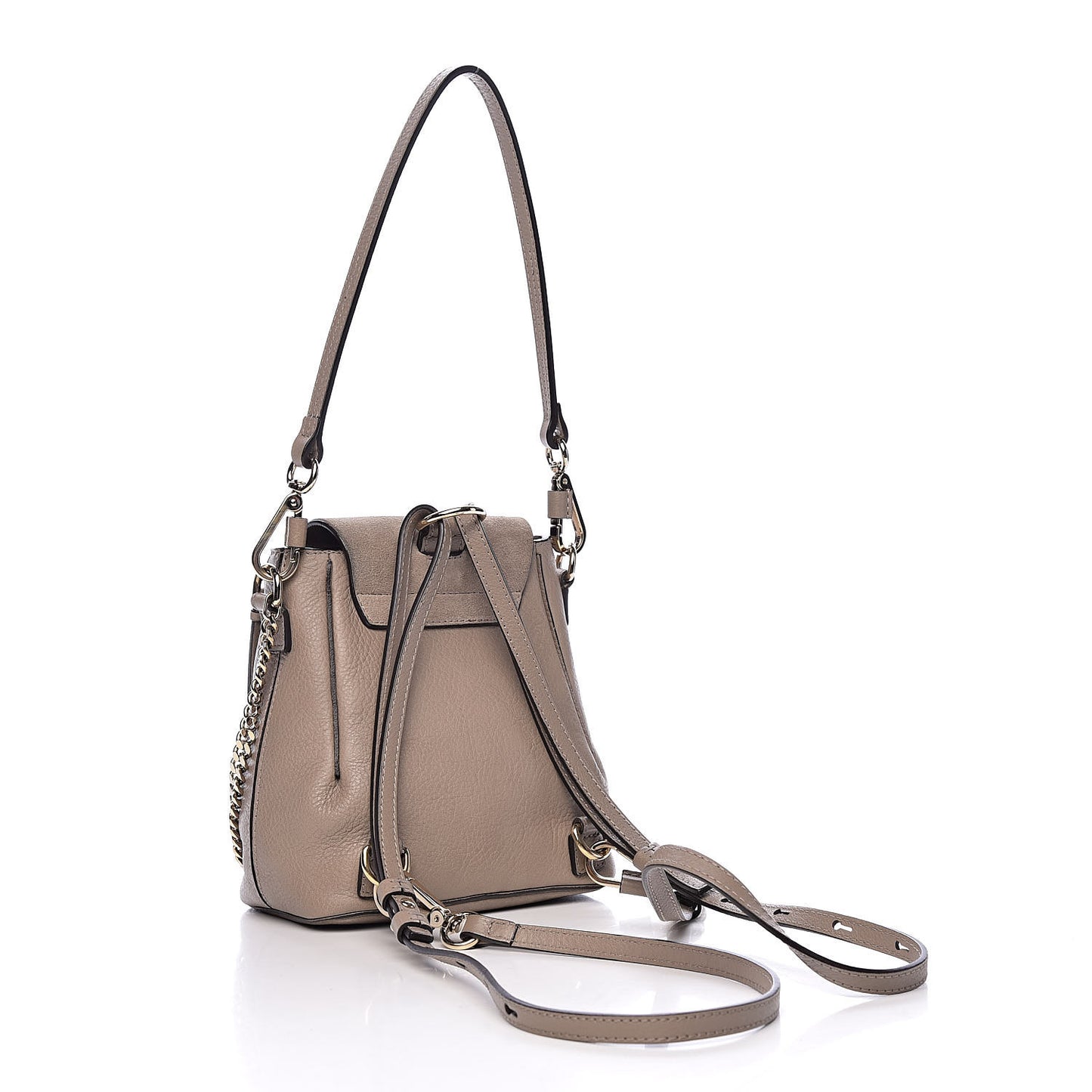 Suede Calfskin Mini Faye Backpack Motty Grey