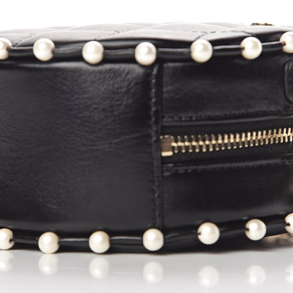 Chanel Calfskin Quilted Pearl Round Clutch With Chain Black 10 of 11