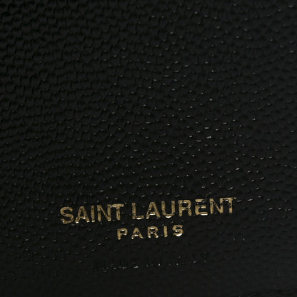 Saint Laurent Grain De Poudre Matelasse Chevron Monogram Compact Tri Fold Wallet Black 6 of 6