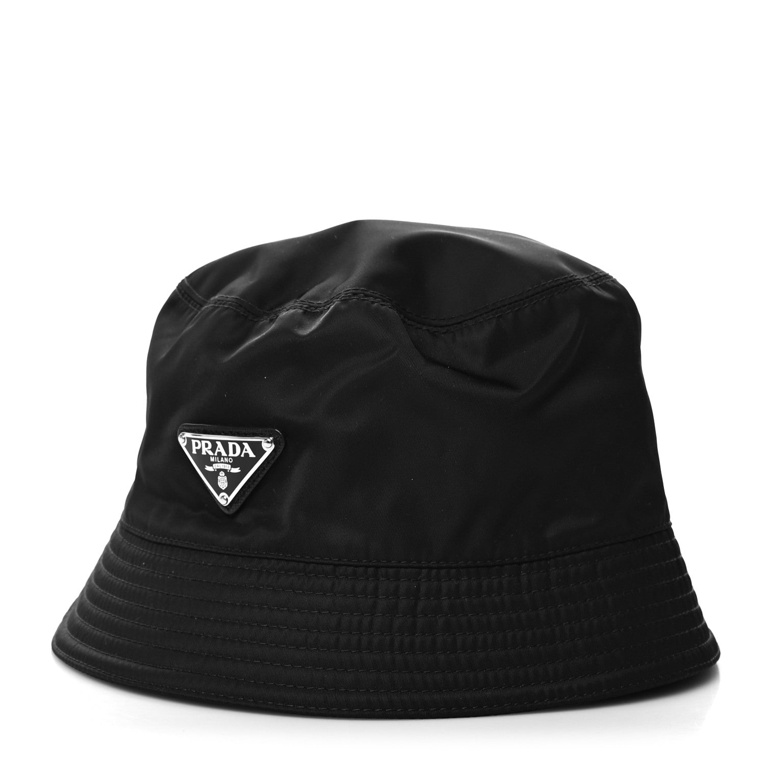 Prada Re-Nylon Metal Triangle Logo Womens Bucket Hat XL Black 1 of 7