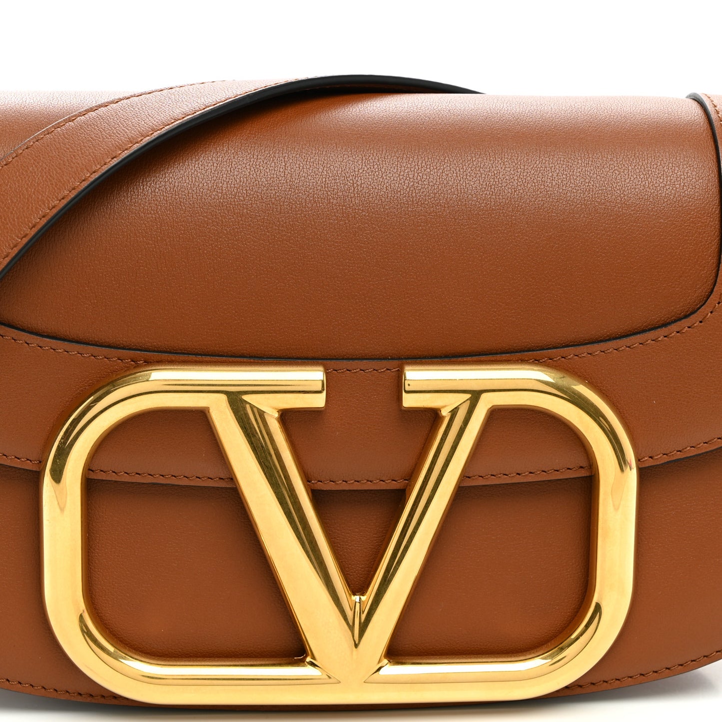 Smooth Calfskin Supervee Shoulder Bag Saddle Brown