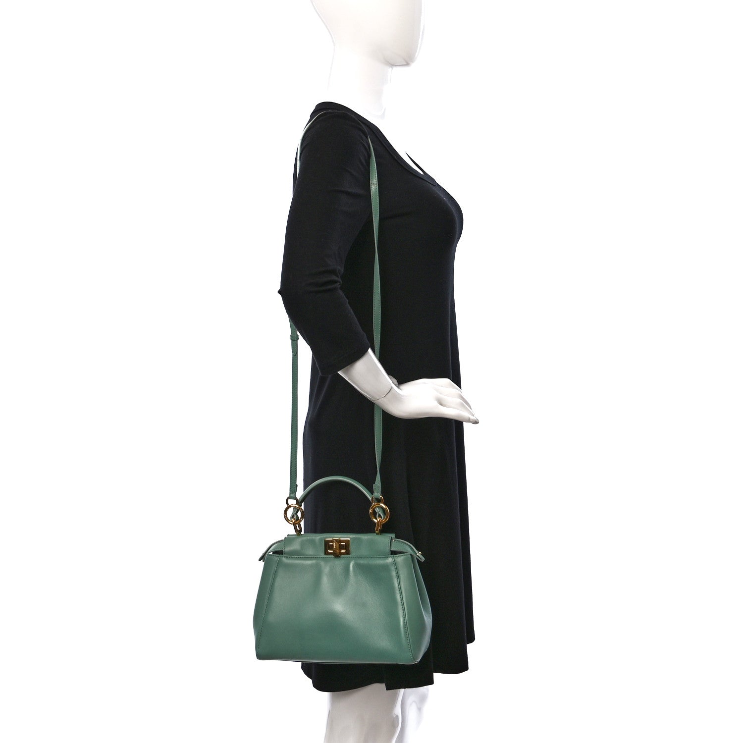 Fendi Nappa Mini Peekaboo Iconic Satchel Menta 2 of 8