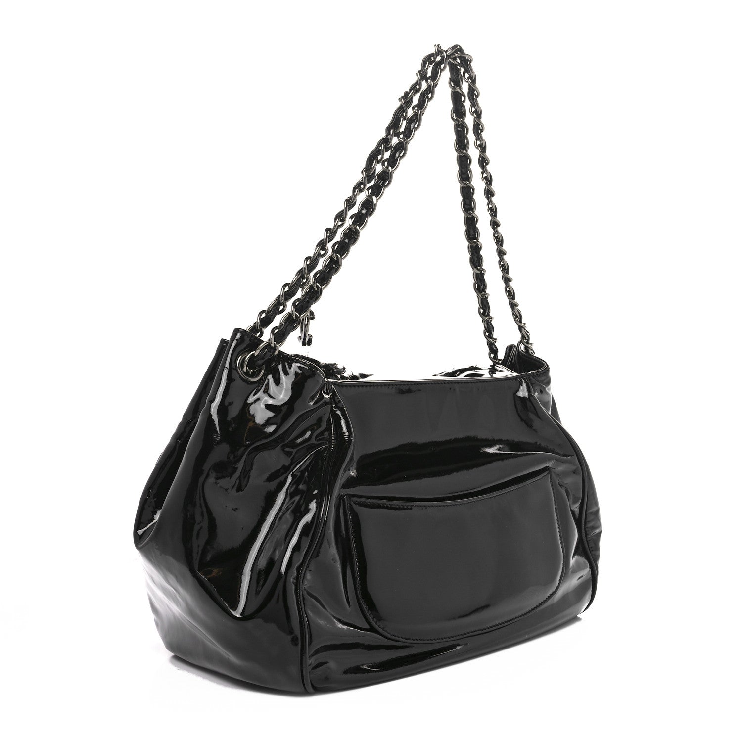 Chanel Patent Tweed Camellia Petals Large Flap Black 2 of 11