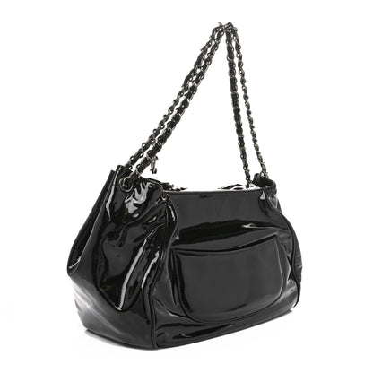 Chanel Patent Tweed Camellia Petals Large Flap Black 2 of 11