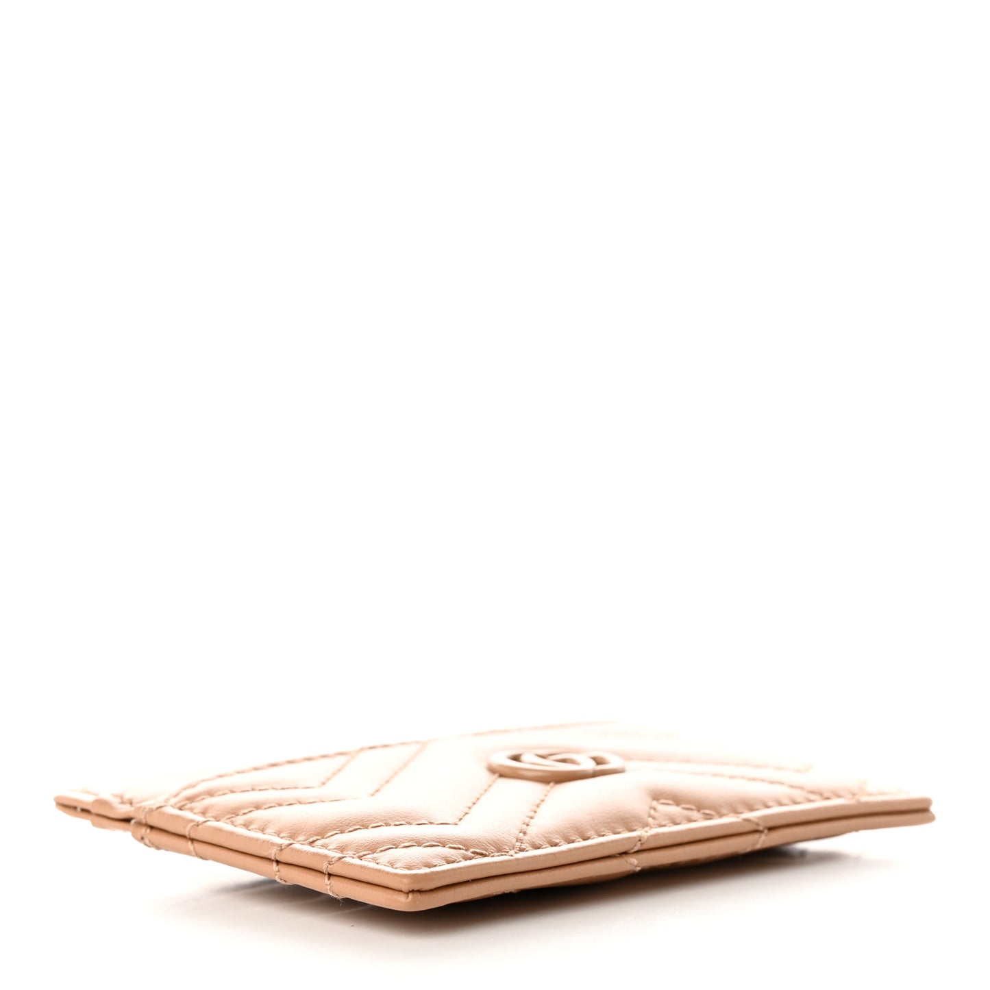 Calfskin Matelasse Monochrome GG Marmont Card Holder Camelia