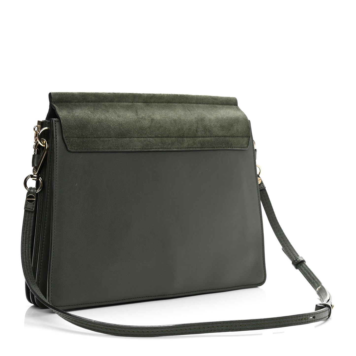 Calfskin Suede Medium Faye Shoulder Bag Deep Forest