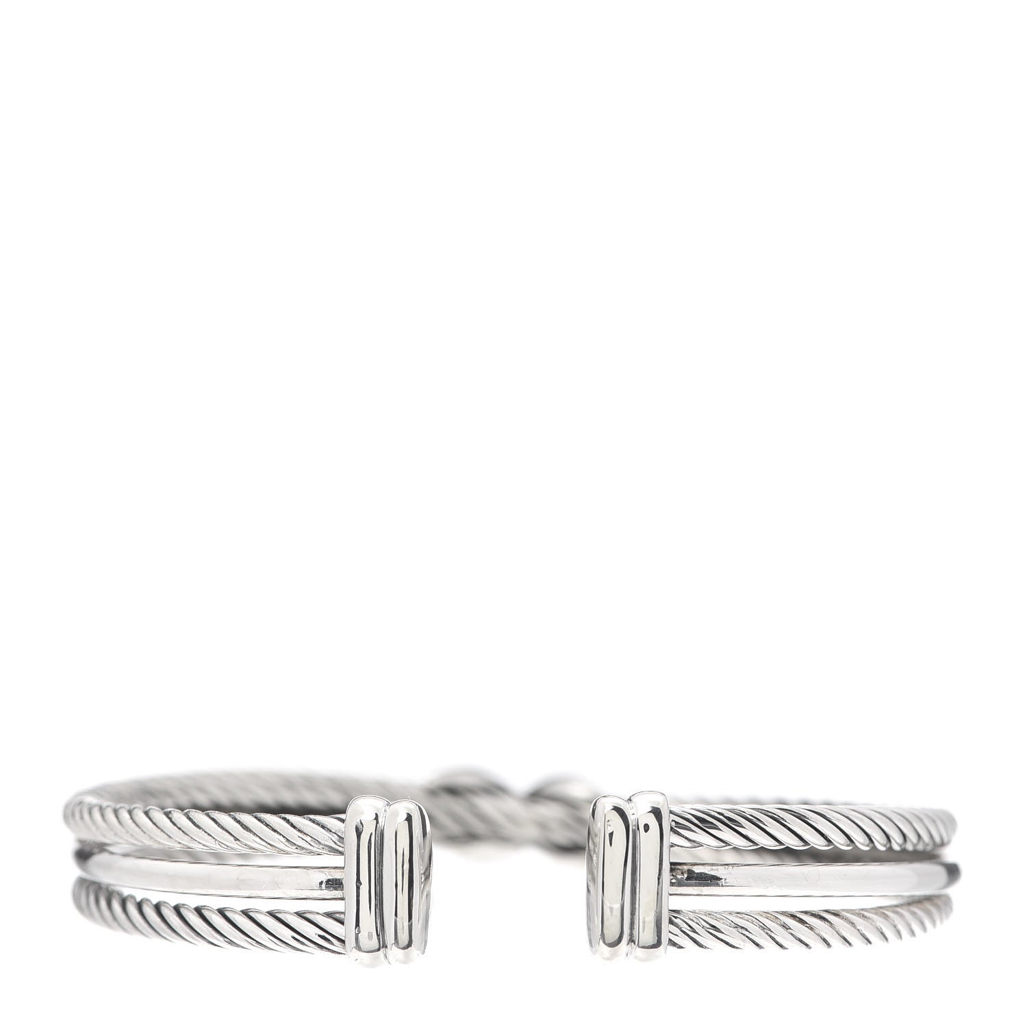 David Yurman Sterling Silver Diamond 7mm Crossover X Bracelet 3 of 4
