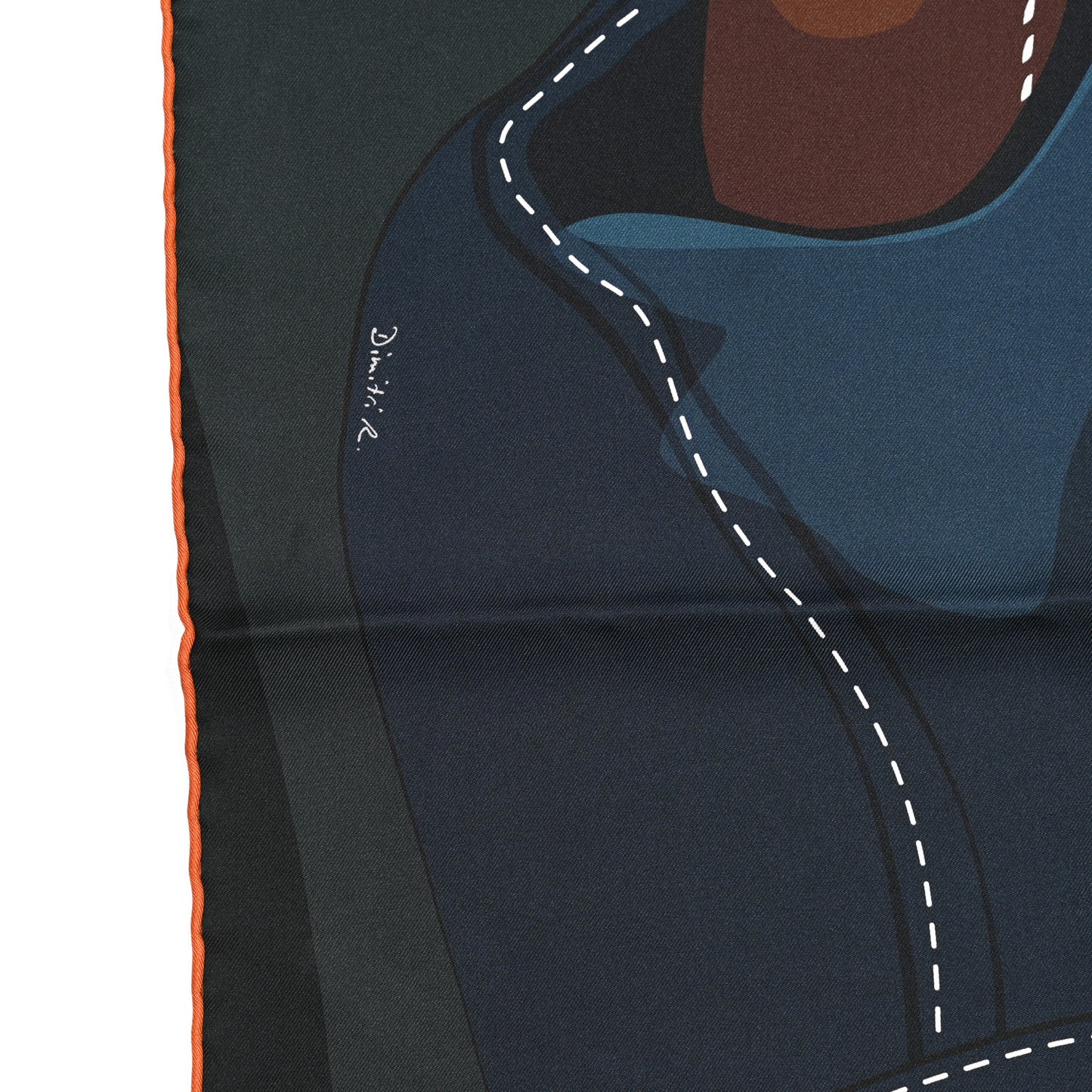 Silk Double Face Formula One Scarf 90 Vert De Gris Marine