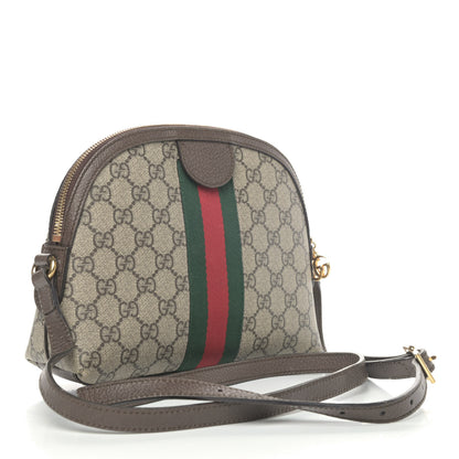 Gucci GG Supreme Monogram Textured Dollar Calfskin Web Small Ophidia Dome Shoulder Bag Beige Ebony New Acero 4 of 9