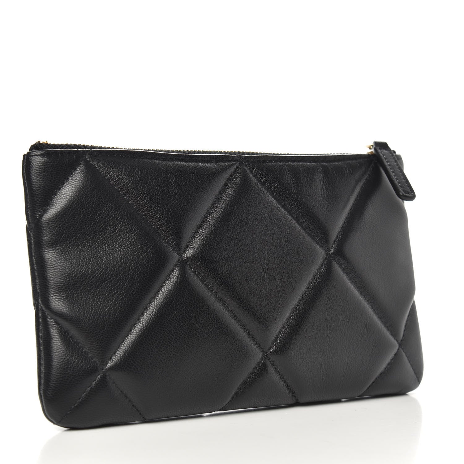 Chanel Shiny Goatskin Quilted Small Chanel 19 Pouch Black 3 of 7