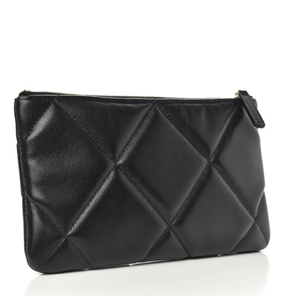 Chanel Shiny Goatskin Quilted Small Chanel 19 Pouch Black 3 of 7