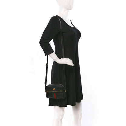 Gucci Calfskin Web Mini Ophidia Shoulder Bag Black 2 of 9