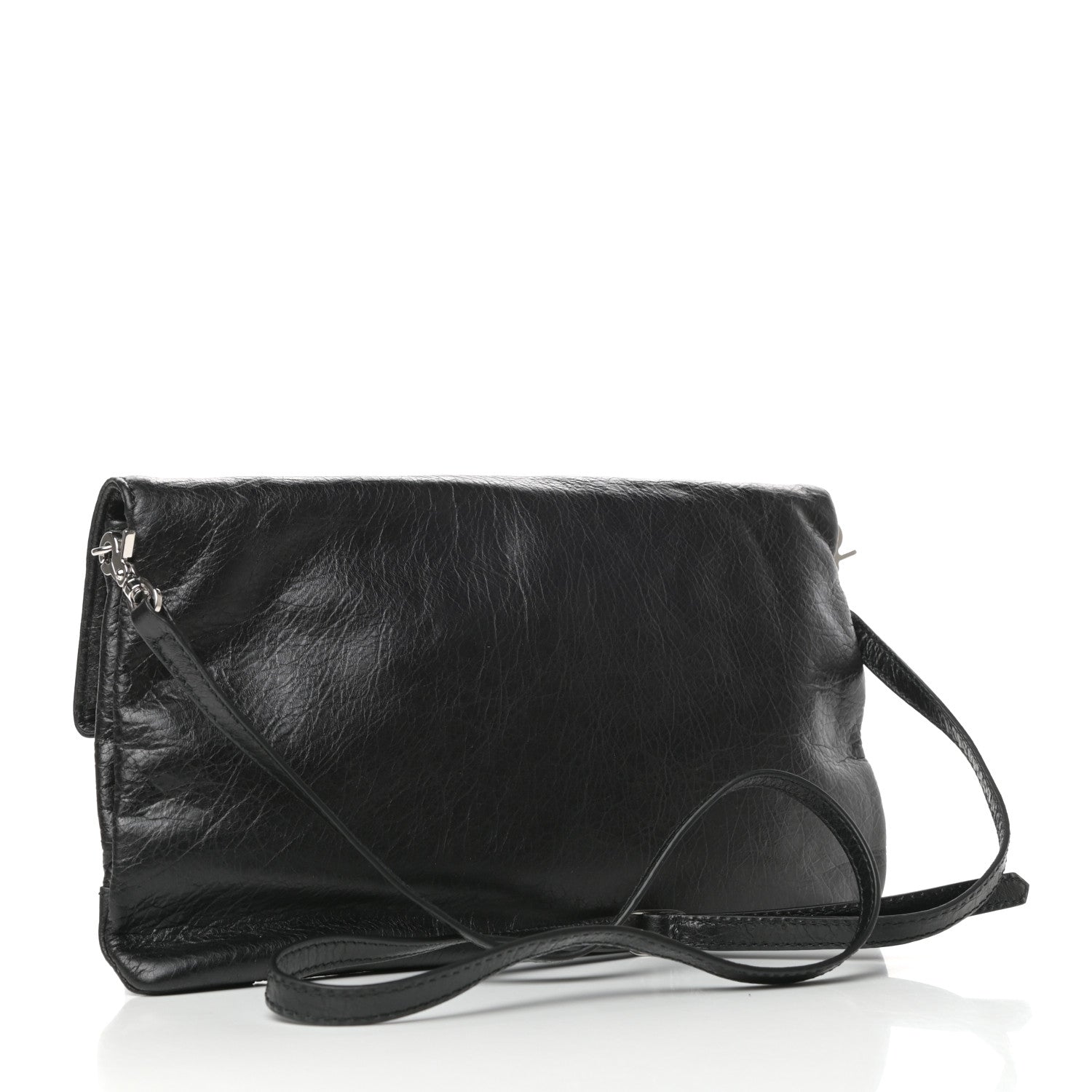 Balenciaga Agneau Giant 12 Silver Hardware Envelope Strap Clutch Black 3 of 9