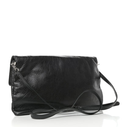 Balenciaga Agneau Giant 12 Silver Hardware Envelope Strap Clutch Black 3 of 9