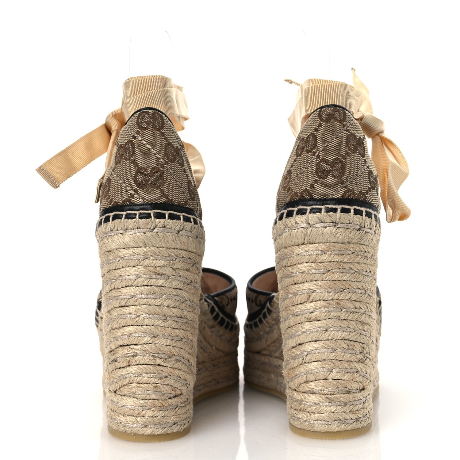 Gucci Monogram Matelasse GG Marmont Ankle Wrap Platform 35/120mm Espadrille Wedges 35 Beige Ebony Black Sand Storm 6 of 13