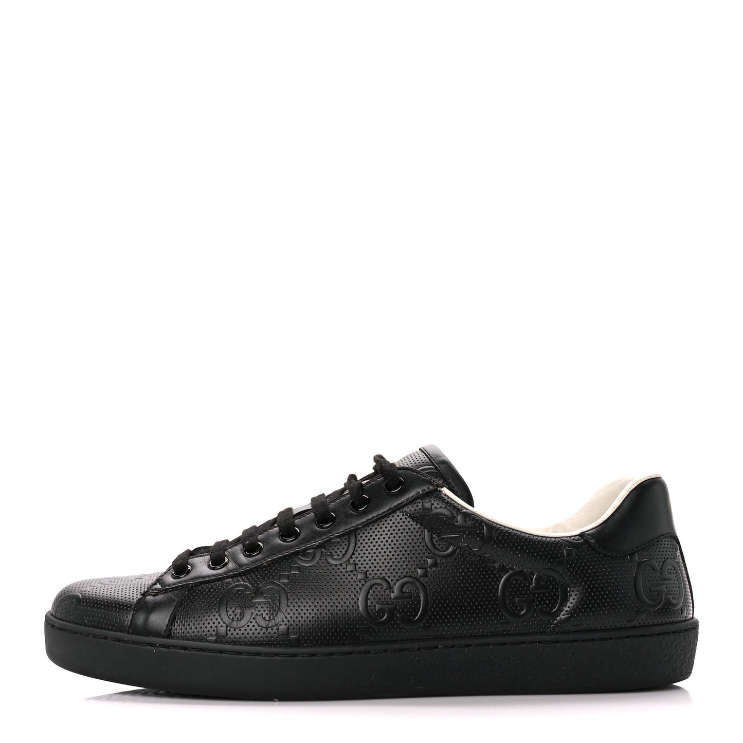 Calfskin GG Tennis Embossed Mens Ace Sneakers 9 Black