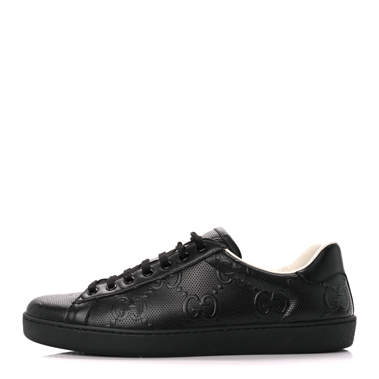Gucci Calfskin GG Tennis Embossed Mens Ace Sneakers 9 Black 1 of 9