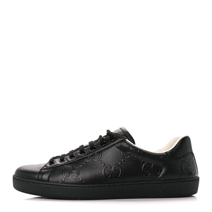 Gucci Calfskin GG Tennis Embossed Mens Ace Sneakers 9 Black 1 of 9