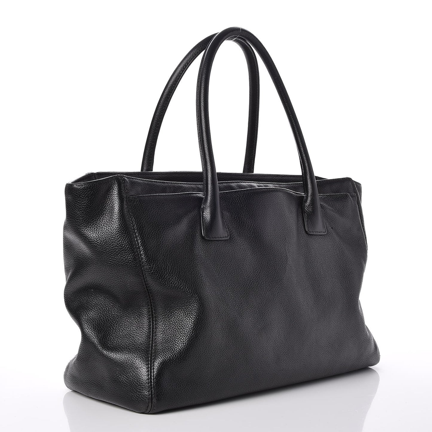 Calfskin Cerf Executive Shopper Tote Black