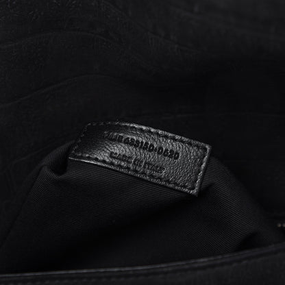 Saint Laurent Nubuck Crocodile Embossed Monogram Medium Niki Chain Satchel Black 9 of 10