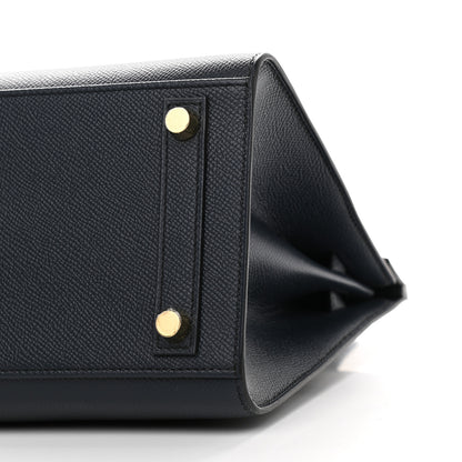 Hermes Grained Monsieur Birkin Sellier 25 Bleu Indigo 9 of 11