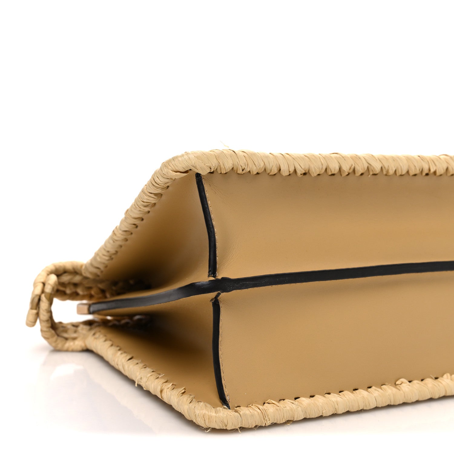 Fendi Raffia Embroidered Vitello King Shiny Nappa Intreccio Small Peekaboo I SEE U Satchel Sahara 9 of 11