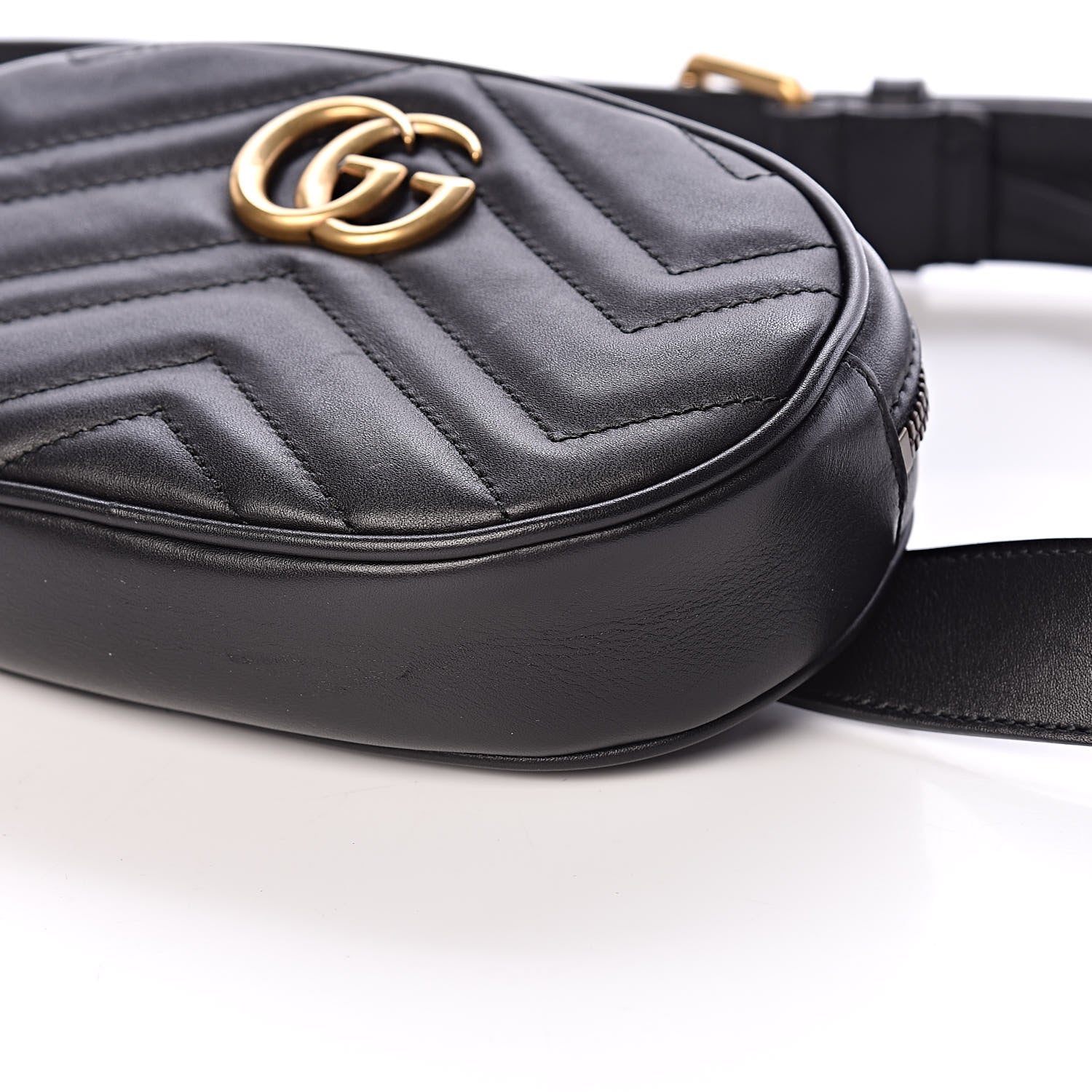 Gucci Calfskin Matelasse GG Marmont Belt Bag 95 38 Black 9 of 13