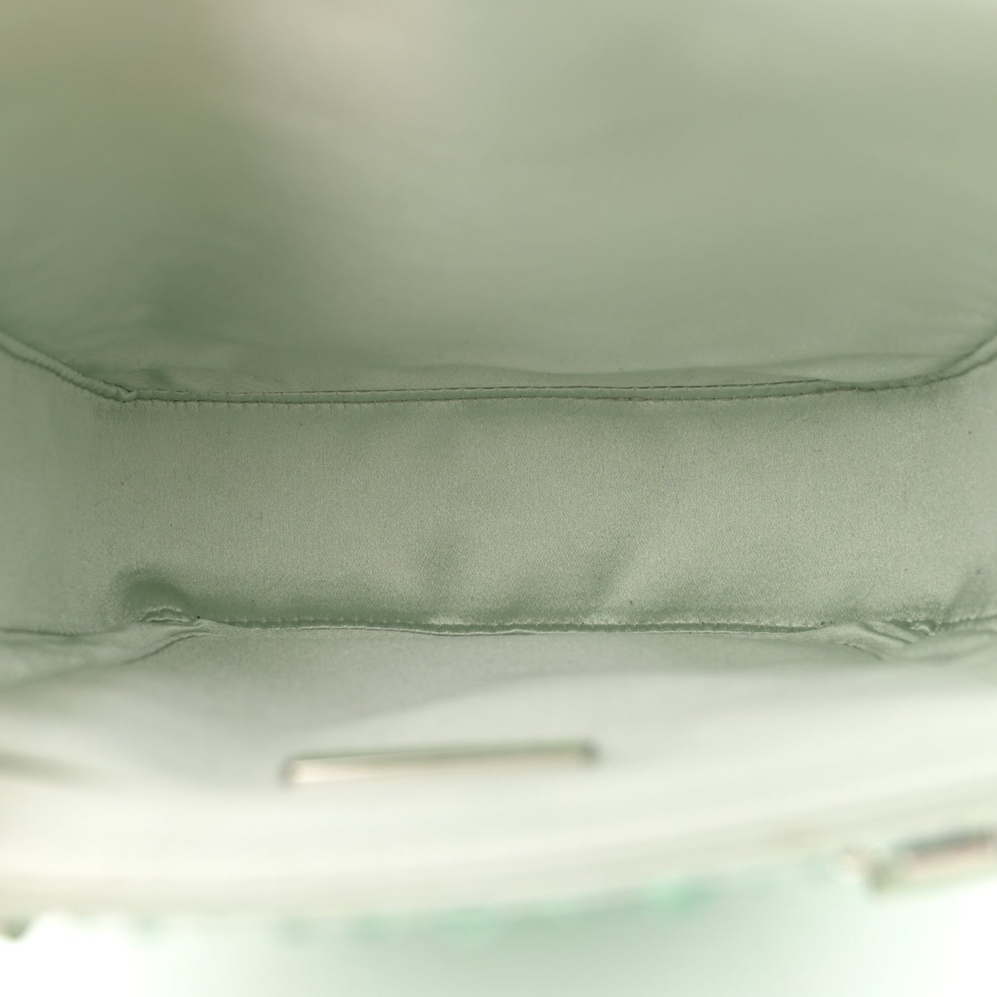Satin Crystal Metal Triangle Logo Small Double Handle Crossbody Tote Acqua