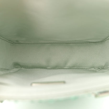 Prada Satin Crystal Metal Triangle Logo Small Double Handle Crossbody Tote Acqua 5 of 11